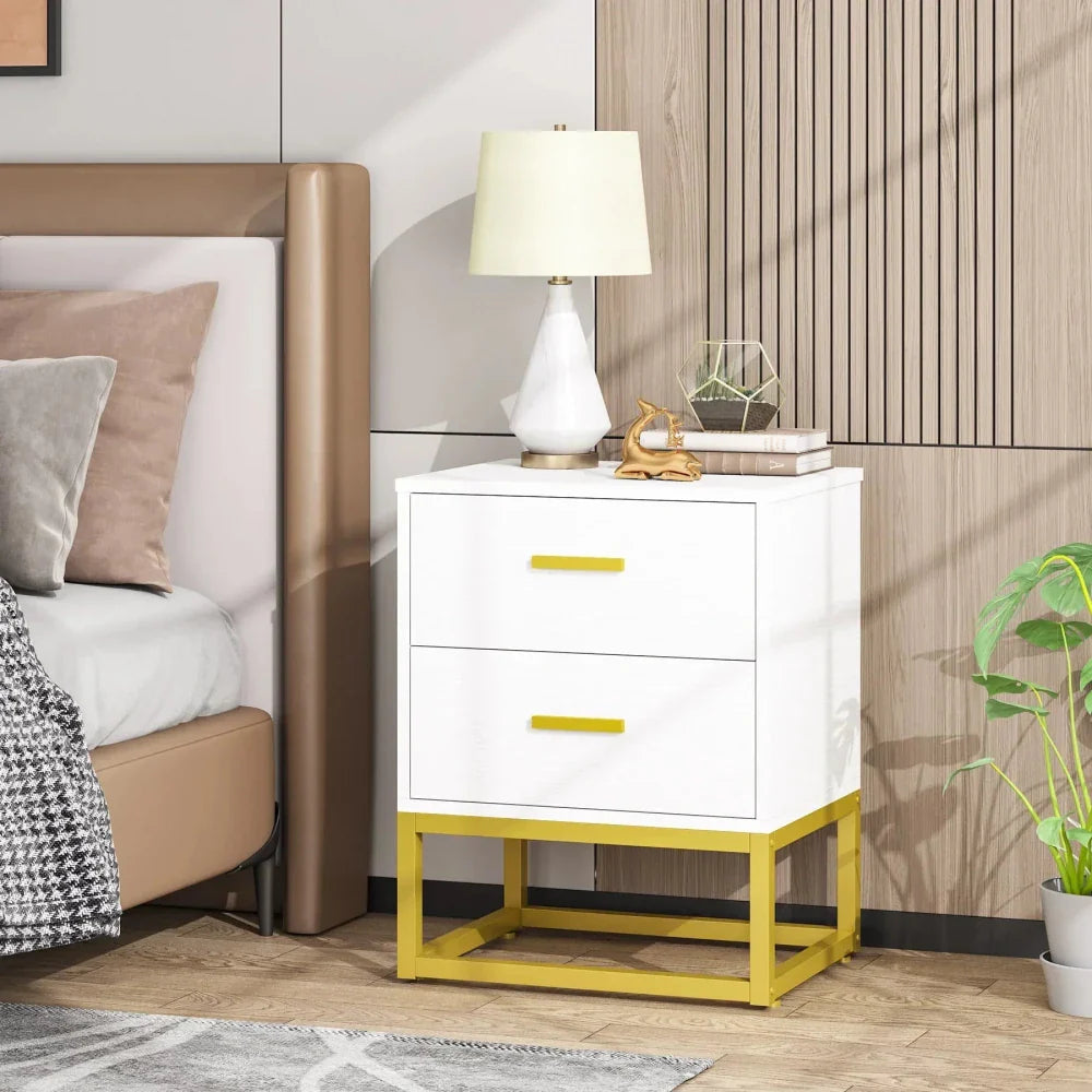 Sleek 2-Drawer End Table - Compact Storage Side Table for Living Room