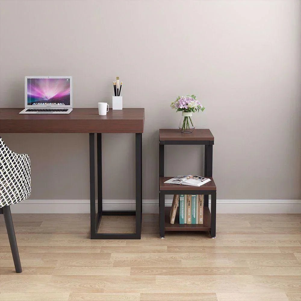 Rustic 3-Tier Side Table – Industrial End Table with Metal Frame