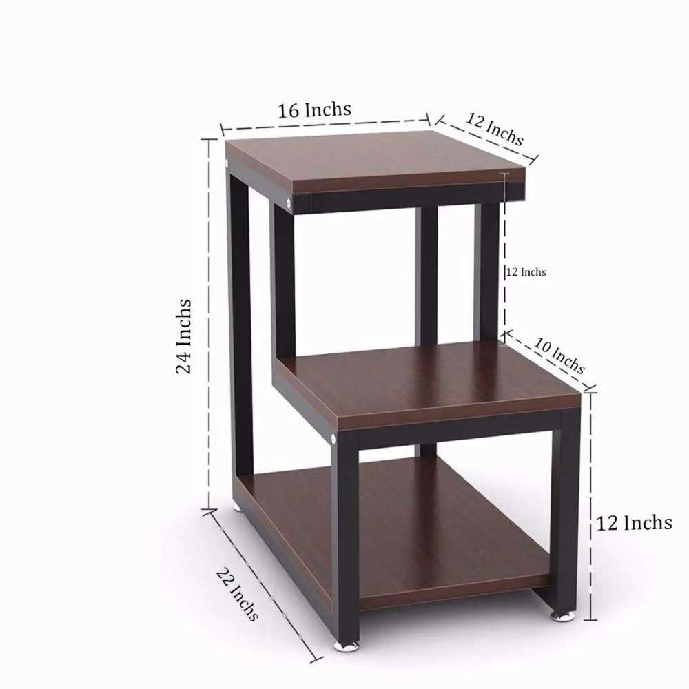 Rustic 3-Tier Side Table – Industrial End Table with Metal Frame