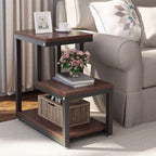 Rustic 3-Tier Side Table – Industrial End Table with Metal Frame